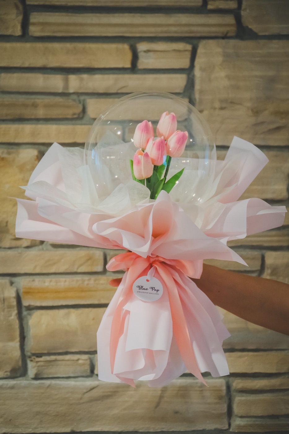 Soft pink tulips bouquet